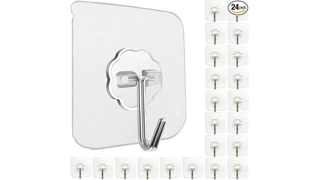 24 transparent heavy duty hooks