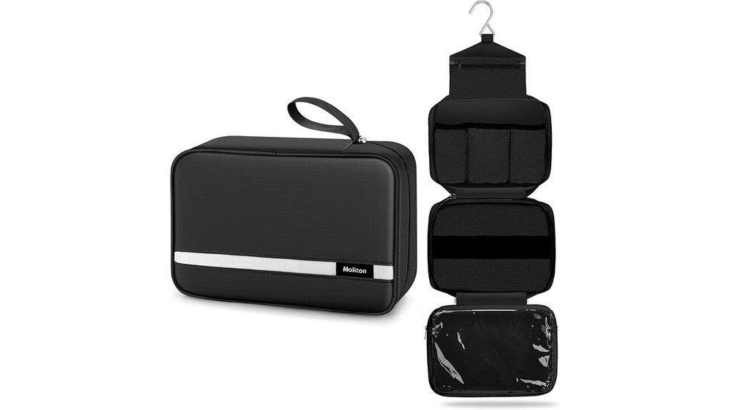 4 compartment waterproof black toiletry