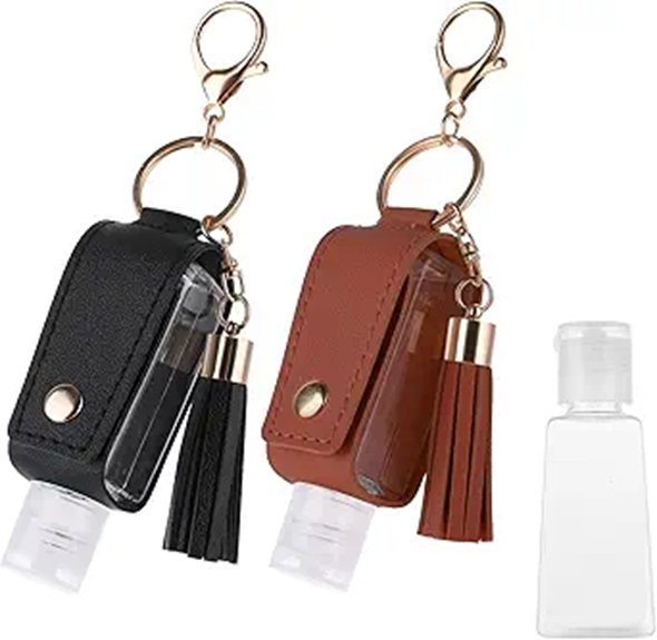 dual leather sanitizer keychain