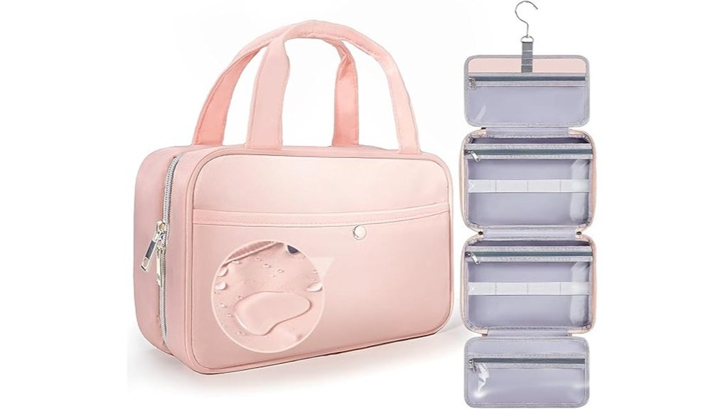 waterproof pink hanging toiletry